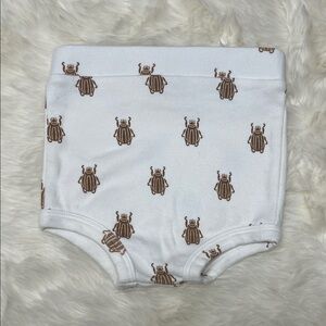 Kate Quinn White and Brown Beetle Print Diaper Cover Bloomer 12-18 Cotton